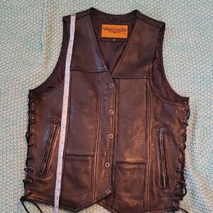 Black Leather Vest with Lace-Up Sides